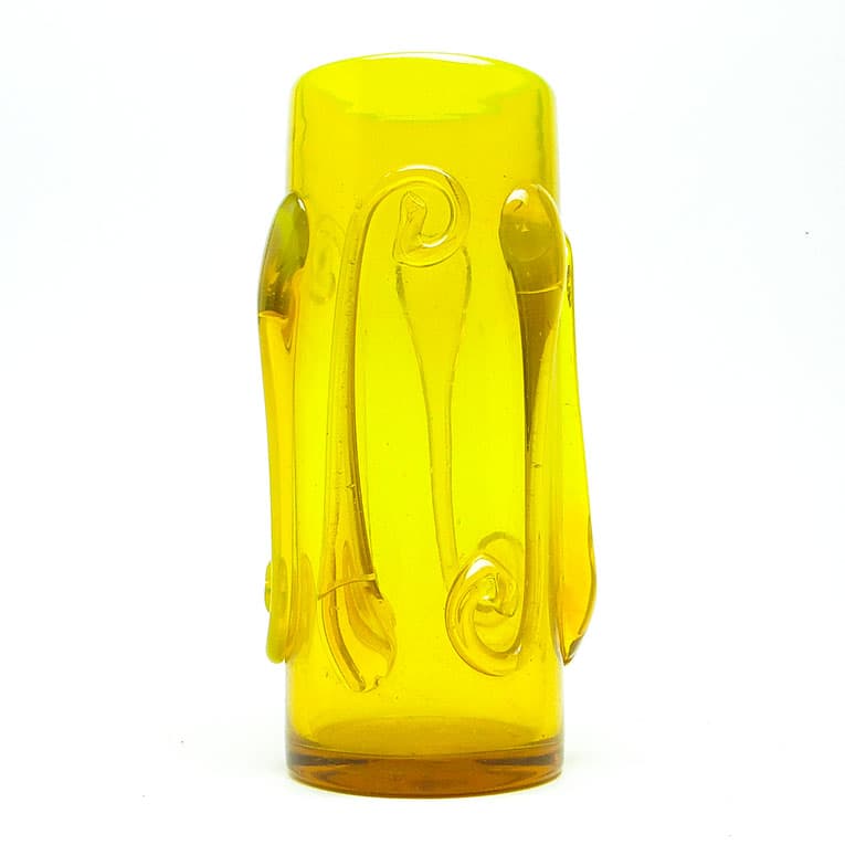 Wazon modernizm, szkło żółte, proj. J. Słuczan-Orkusz, Polska, lata 70. - 113376