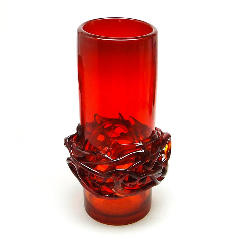 Wazon Cierniowa korona, szkło czerwone, proj. J. Słuczan-Orkusz, Polska, lata 70. - 113466