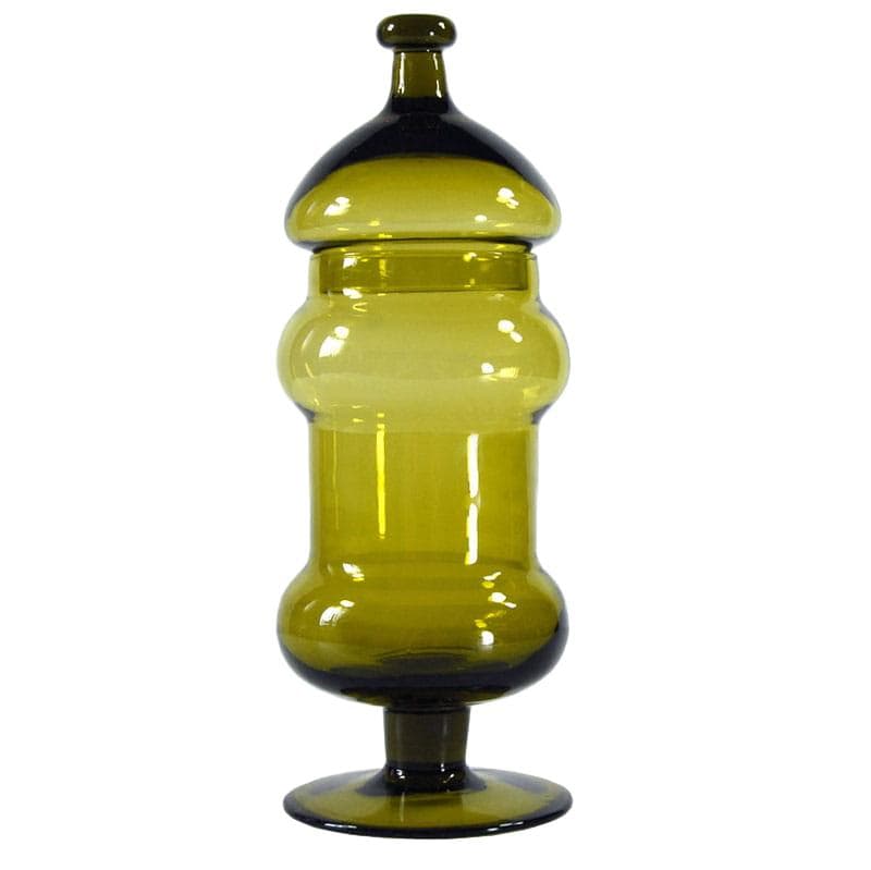 Olive-Green Glass Container, Murano, Italy, 1960s