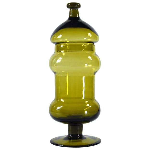 Olive-Green Glass Container, Murano, Italy, 1960s - DIMENSION