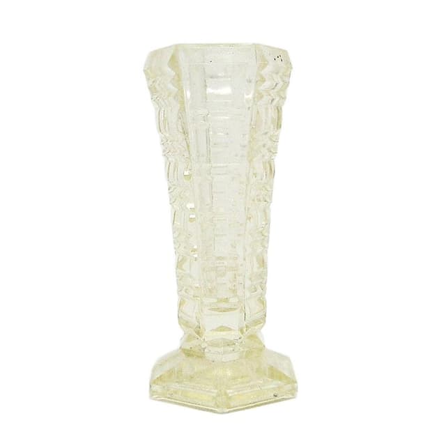 Wazon miniaturowy Art Deco, szkło prasowane, Czechosłowacja, lata 30. - WYMIARY