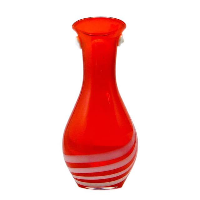 Wazon z oczkiem, mid-century modern, szkło czerwone, proj. L. Fiedorowicz, Polska, lata 70. - WYMIARY