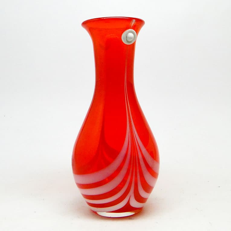 Wazon z oczkiem, mid-century modern, szkło czerwone, proj. L. Fiedorowicz, Polska, lata 70. - 113601