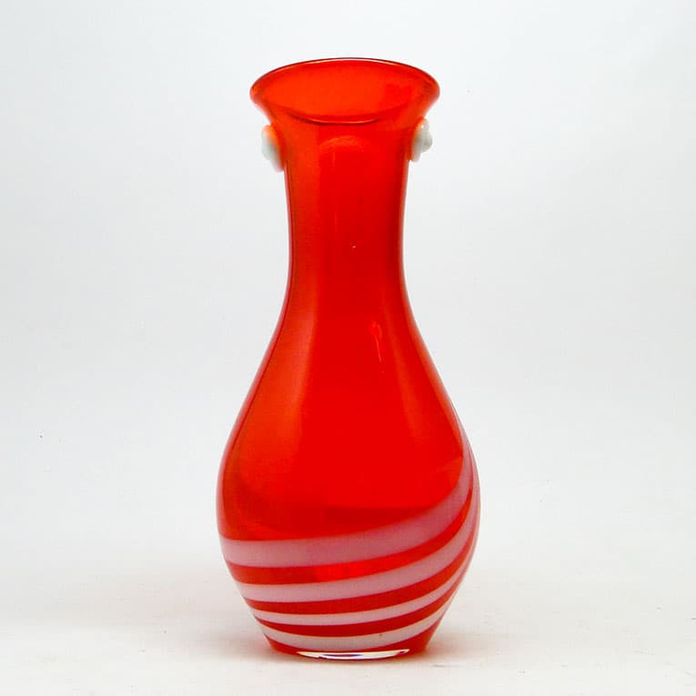 Wazon z oczkiem, mid-century modern, szkło czerwone, proj. L. Fiedorowicz, Polska, lata 70. - 113600