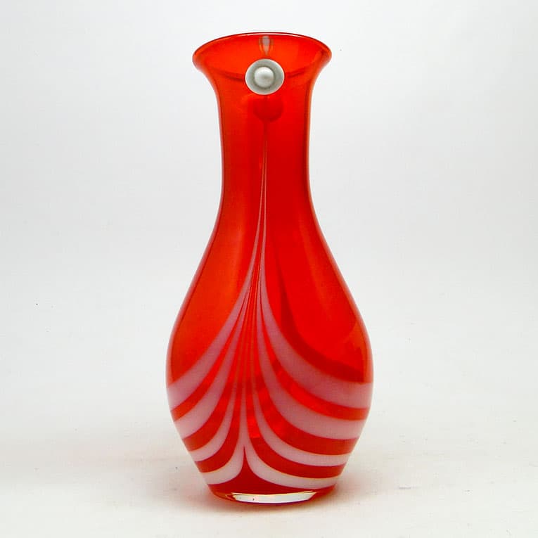 Wazon z oczkiem, mid-century modern, szkło czerwone, proj. L. Fiedorowicz, Polska, lata 70. - 113605