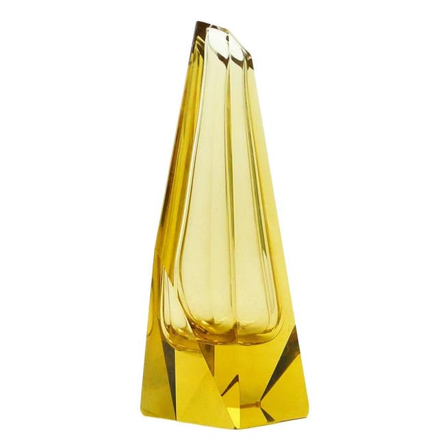 Wazon Art Deco, kryształ żółty, proj. J. Hoffmann, Czechosłowacja, lata 30. - WYMIARY