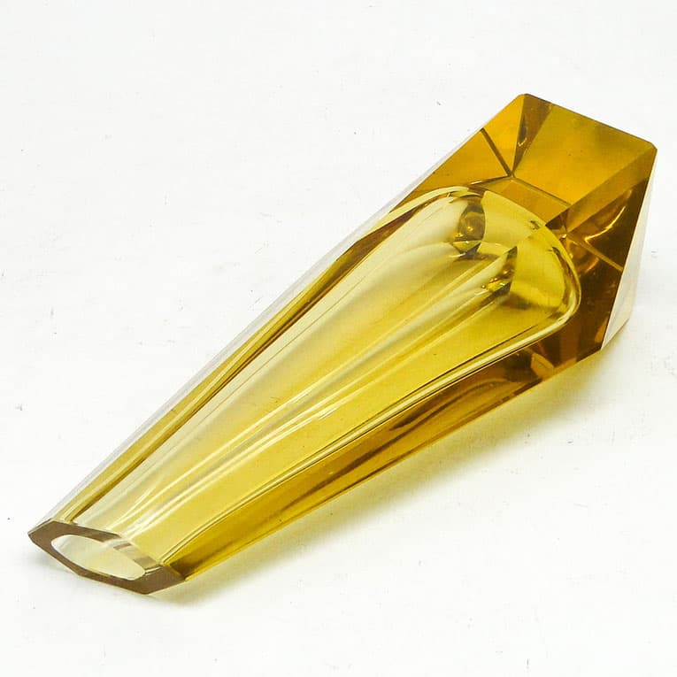 Wazon Art Deco, kryształ żółty, proj. J. Hoffmann, Czechosłowacja, lata 30. - 113660