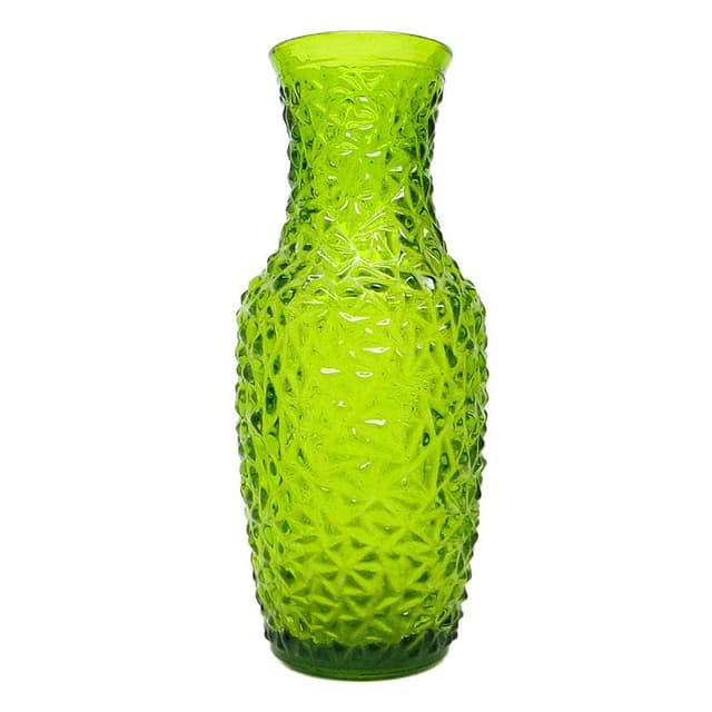 Wazon postmodernistyczny, szkło prasowane zielone, HSG Prądniczanka, Polska, lata 70. - WYMIARY