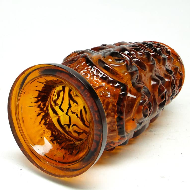 Wazon Róże Art Deco, szkło prasowane pomarańczowe, Huta Laura, Polska, lata 70. - 113734