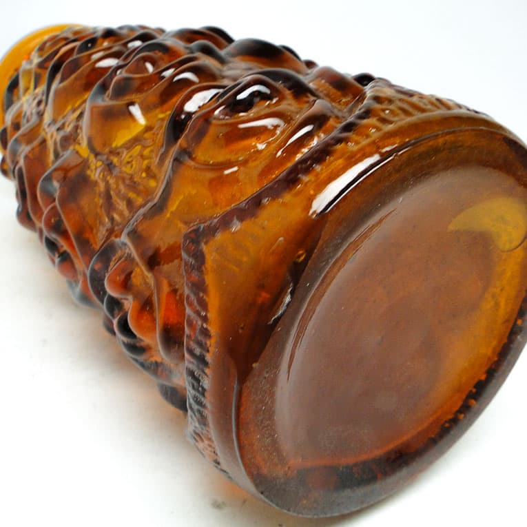 Wazon Róże Art Deco, szkło prasowane pomarańczowe, Huta Laura, Polska, lata 70. - 113738