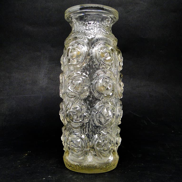 Wazon Róże, szkło miodowe prasowane, Huta Laura, Polska, lata 70. - 113763