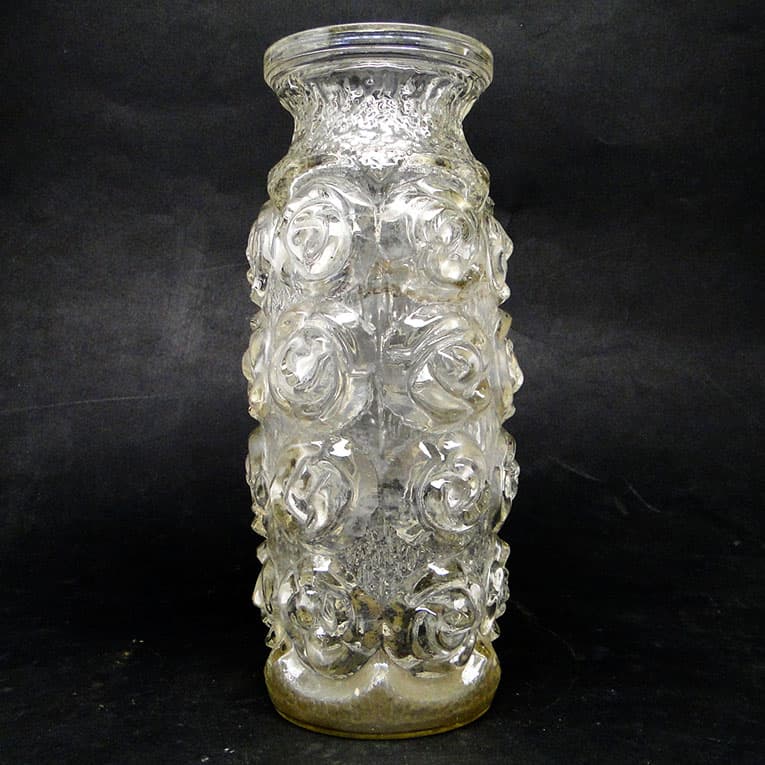 Wazon Róże, szkło miodowe prasowane, Huta Laura, Polska, lata 70. - 113758