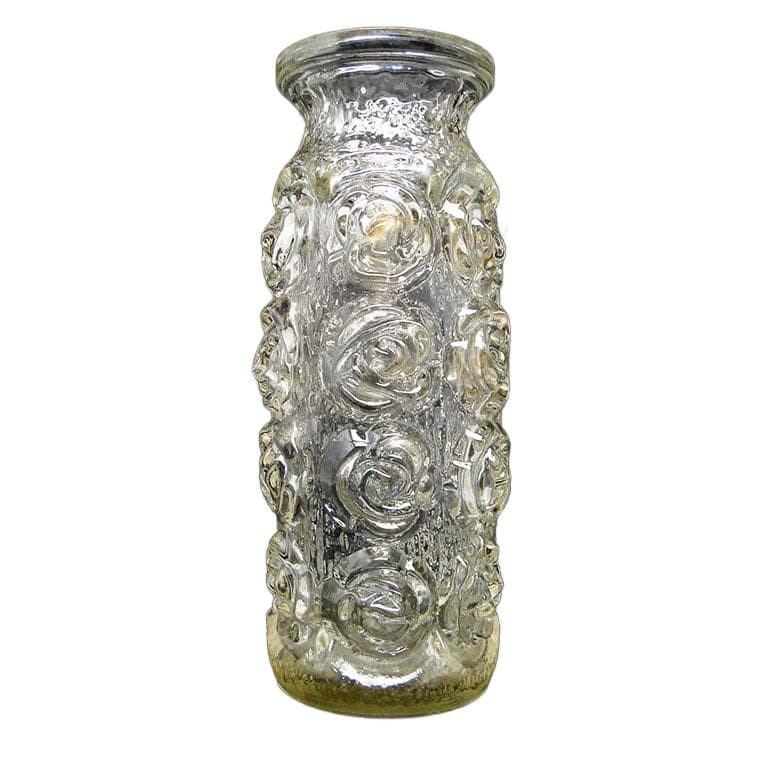 Wazon róże, mid-century modern, szkło prasowane, Huta Laura, Polska, lata 70.