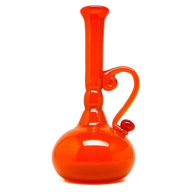 Wazon, modernistyczny, szkło pomarańczowe, proj. B. Świstacka, Polska, lata 70. - WYMIARY