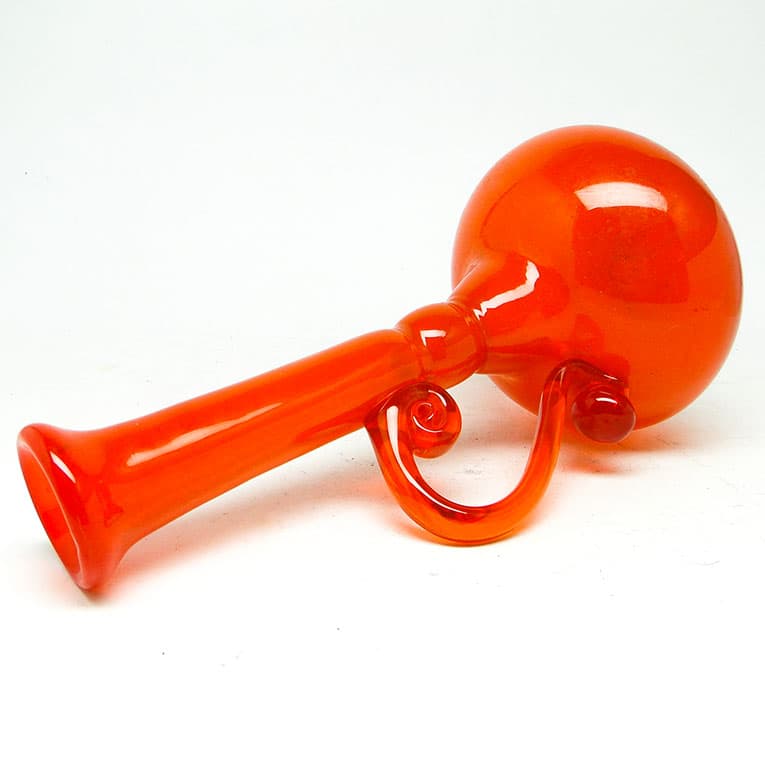 Wazon, modernistyczny, szkło pomarańczowe, proj. B. Świstacka, Polska, lata 70. - 113811