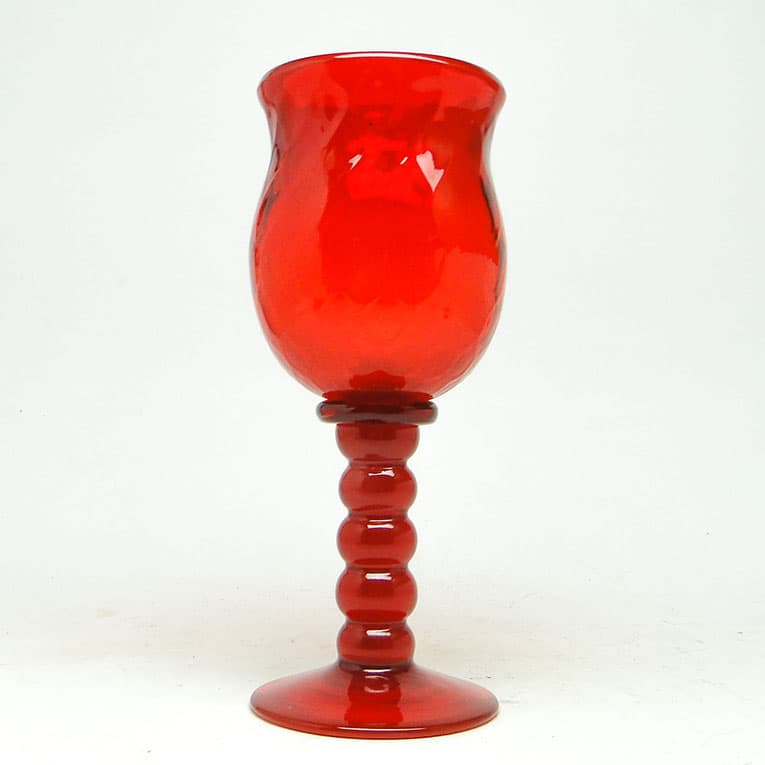 Kielich dekoracyjny Baroque, szkło czerwone, KIS, Krakowski Instytut Szkła, lata 70. - 113866