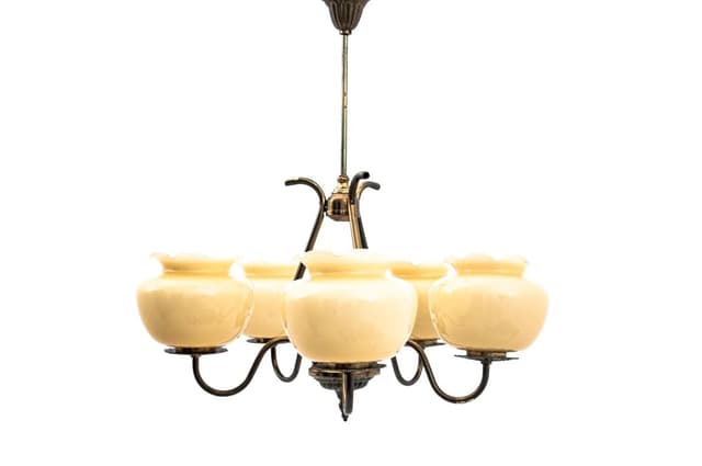 Kremowy żyrandol szklany, Polska, lata 50. - WYMIARY