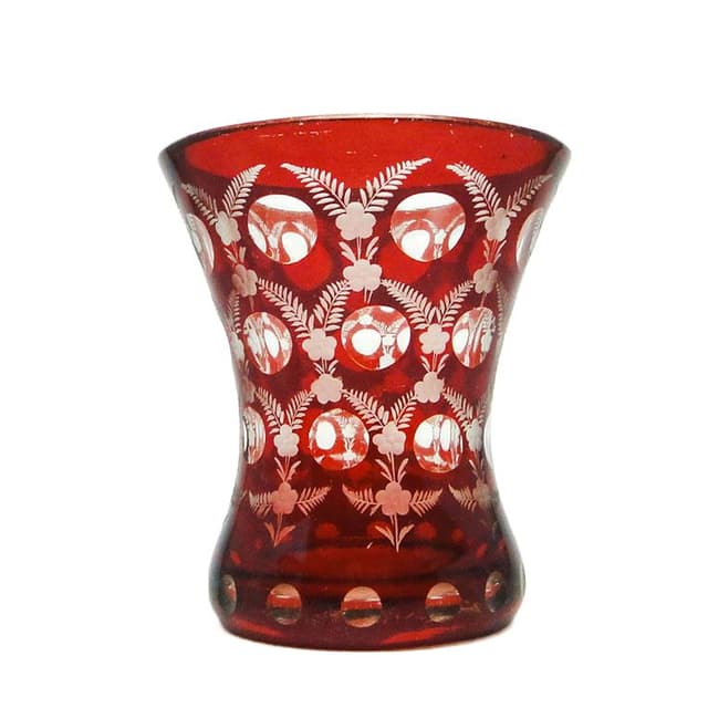 Biedermeier drinking glass, red glass, Czech Republic, 19th c. - DIMENSION