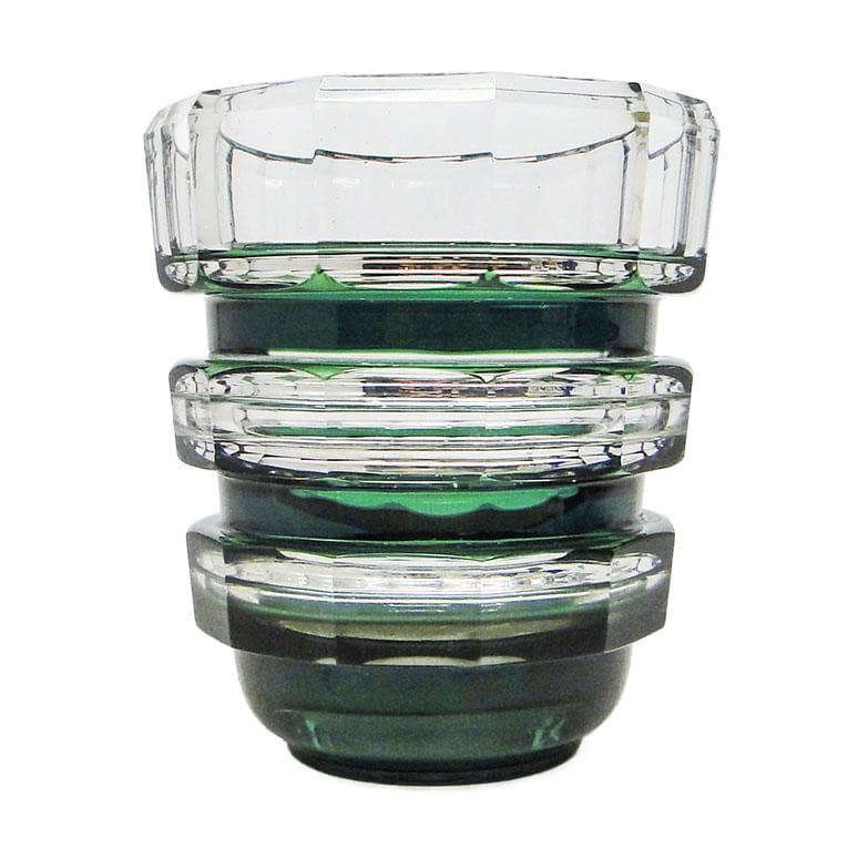 Wazon postmodernizm, szkło kryształ zielony, Niemcy, lata 60.