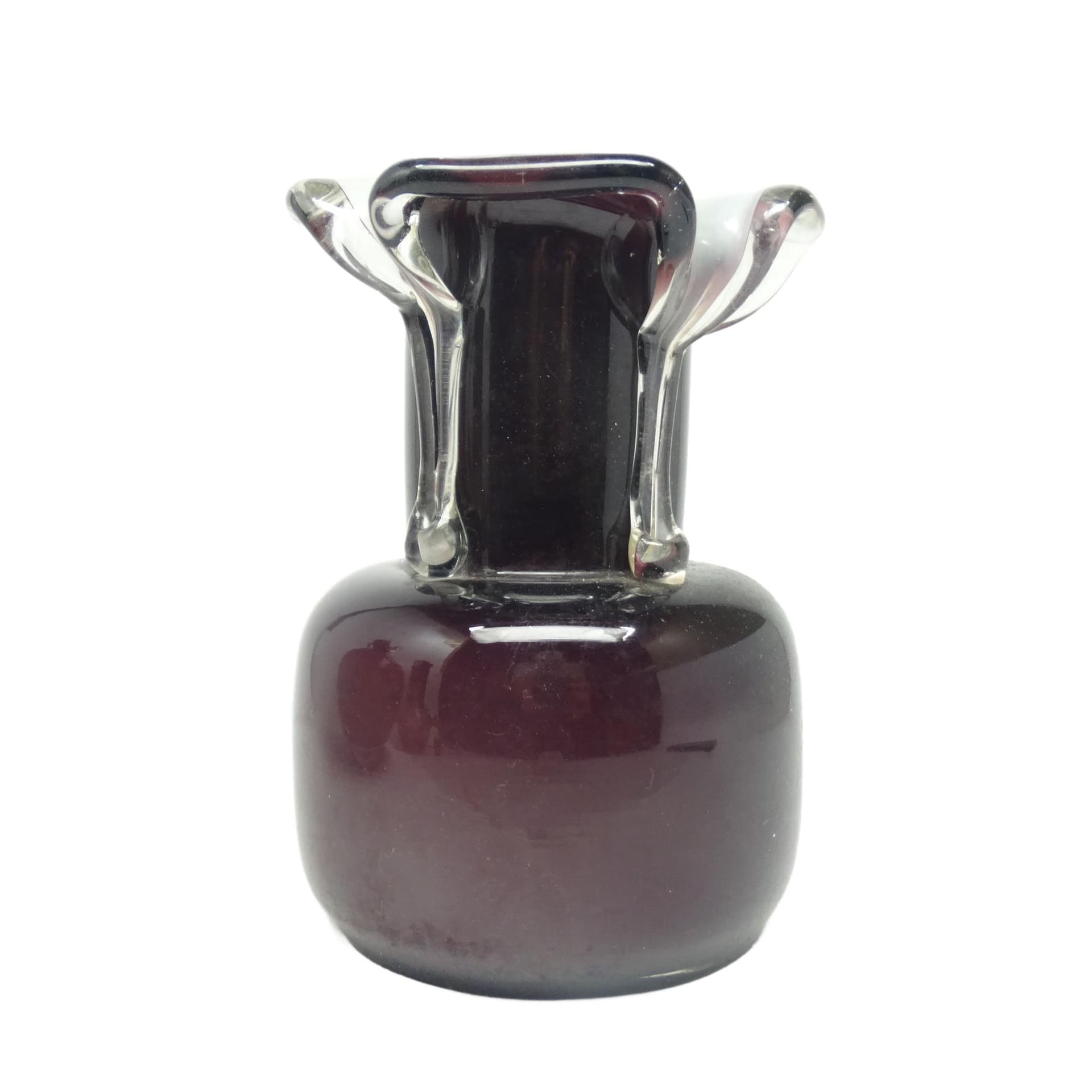 Wazon mid-century modern, szkło fioletowe, Polska, lata 70.