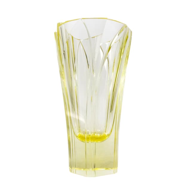 Wazon Art Deco, kryształ cytrynowy, proj. R. Hlousek, Moser, Czechosłowacja, lata 30. - WYMIARY