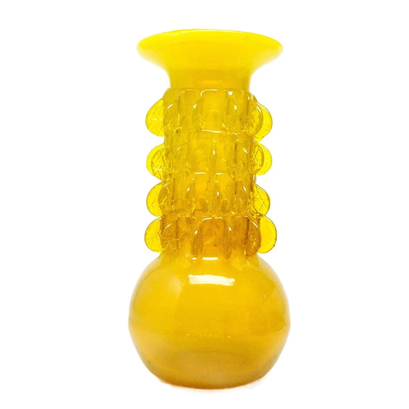 Wazon Panna Młoda, mid-century modern, szkło żółte, proj. J. Słuczan-Orkusz, Polska, lata 70.
