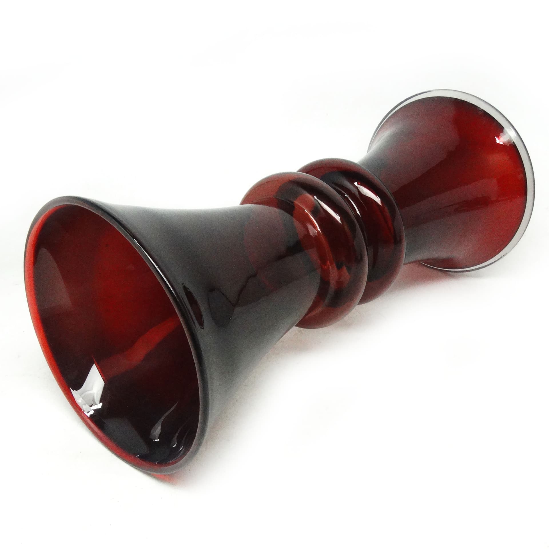 Wazon Modernizm, szkło rubinowo-czerwone, proj. K. Krawczyk, HSG Tarnowiec, Polska, lata 70. - 114451