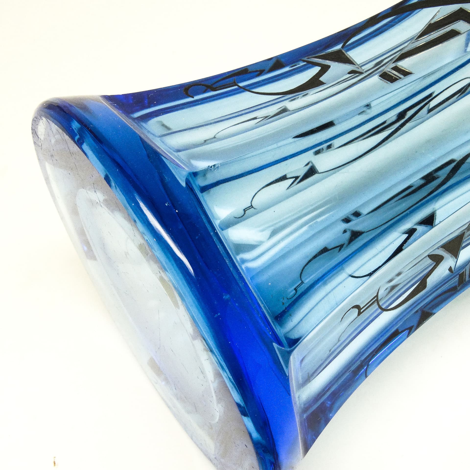 Wazon Art Deco, kryształ niebieski, proj. K. Palda, Czechosłowacja, lata 30. - 114681