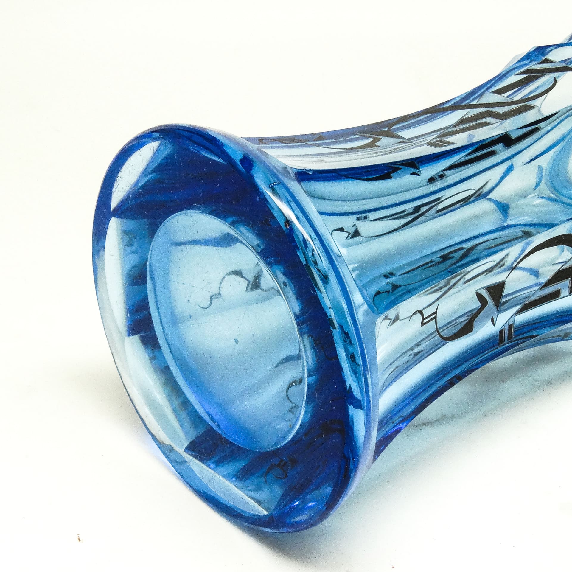 Wazon Art Deco, kryształ niebieski, proj. K. Palda, Czechosłowacja, lata 30. - 114678