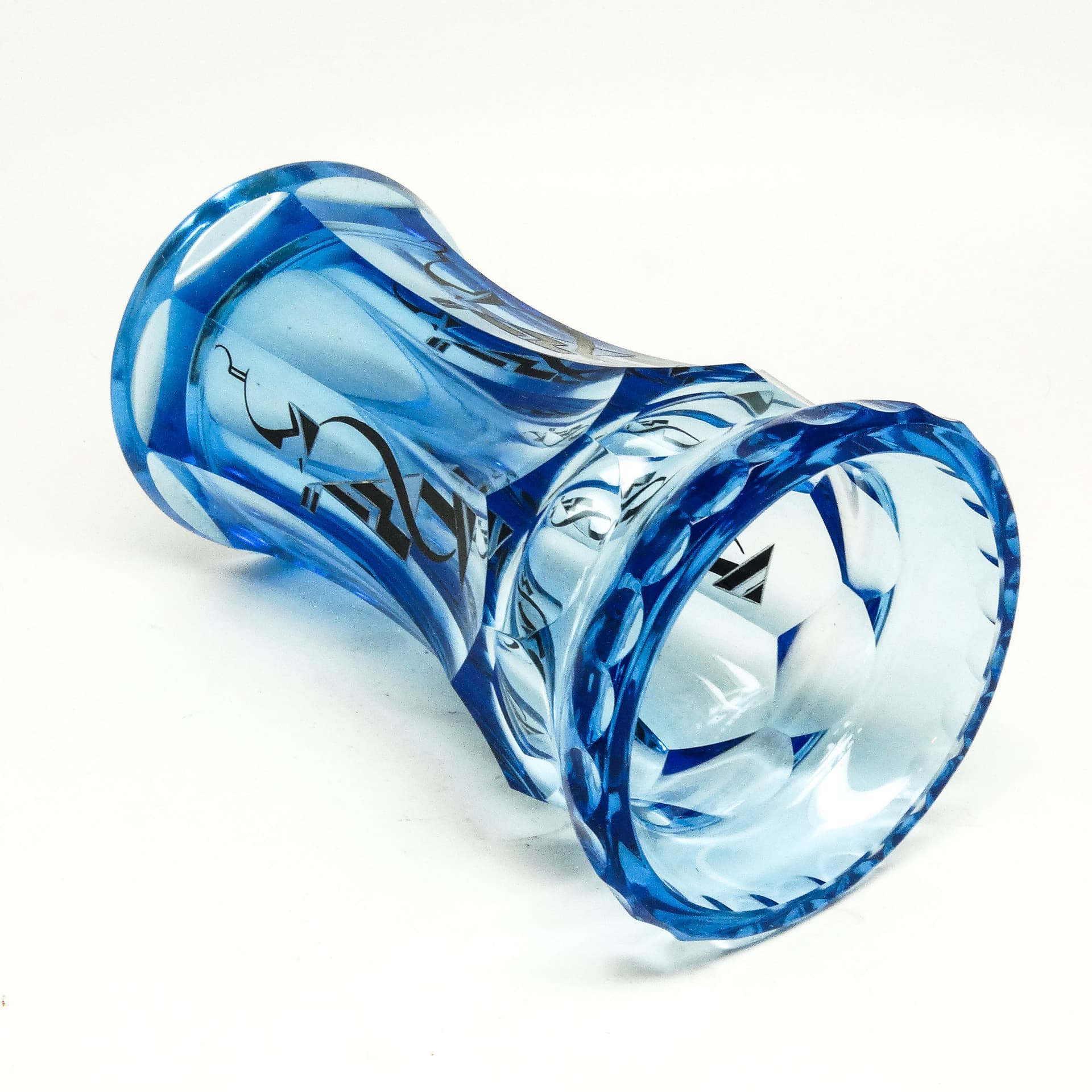 Wazon Art Deco, kryształ niebieski, proj. K. Palda, Czechosłowacja, lata 30. - 114676