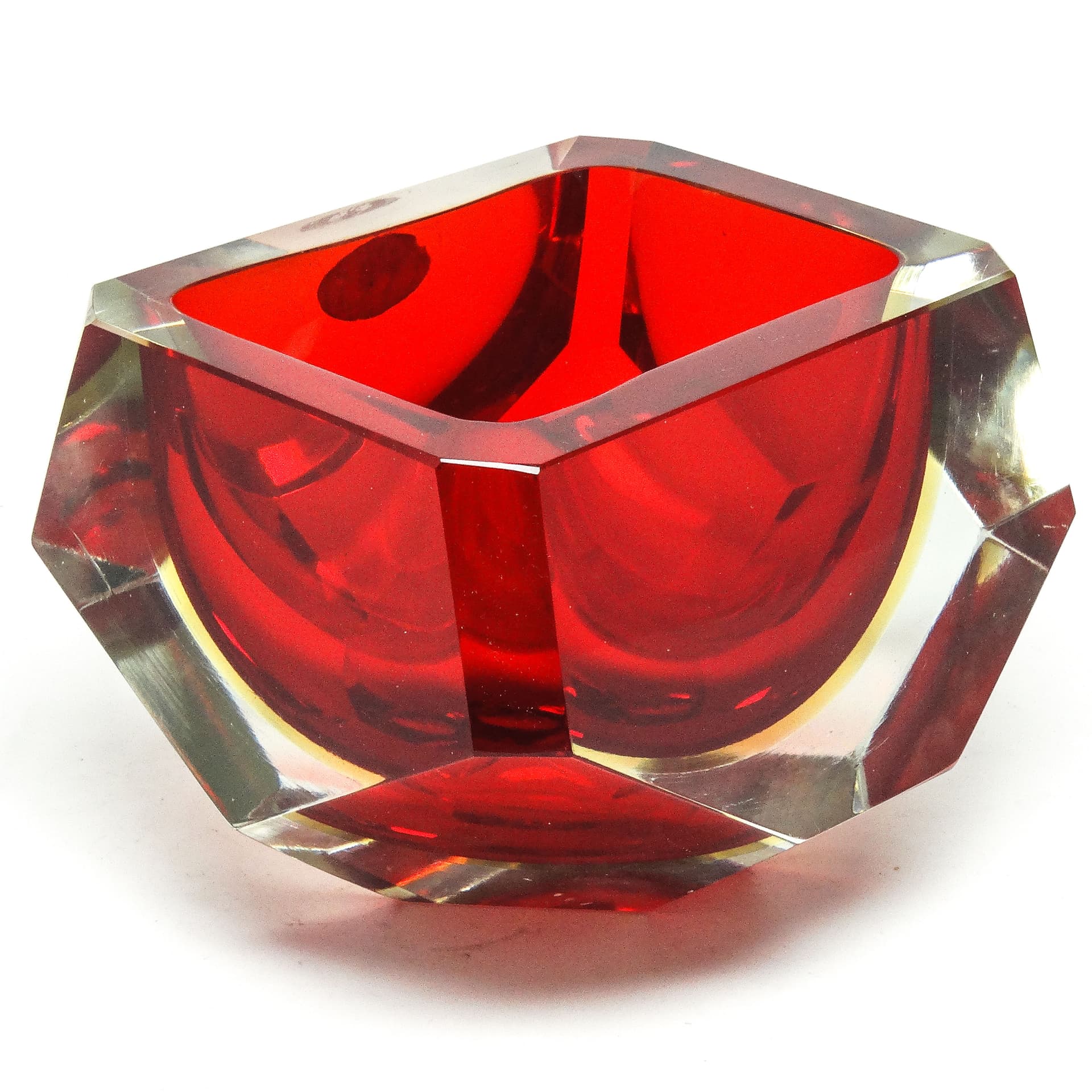 Murano desk organizer, modernism, red glass, by F. Poli, Italy, 1950s. - 114740