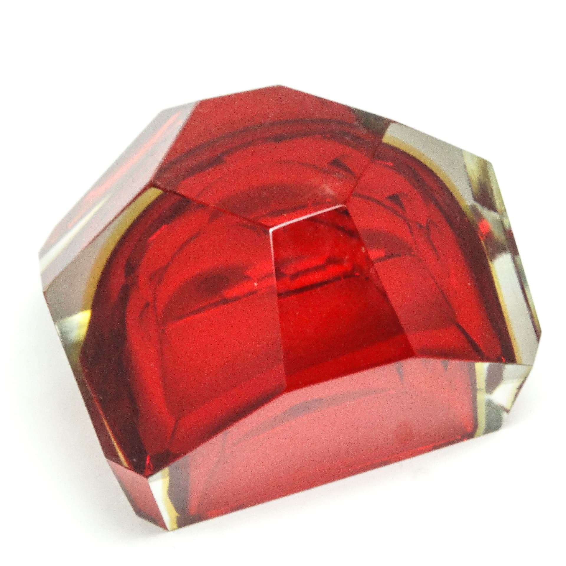 Murano desk organizer, modernism, red glass, by F. Poli, Italy, 1950s. - 114742