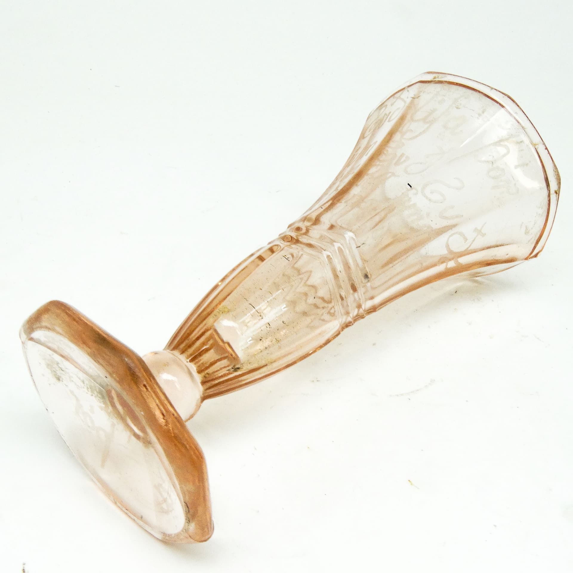 Wazon Art Deco, szkło prasowane rozalinowe, Szwecja, lata 60. - 114885