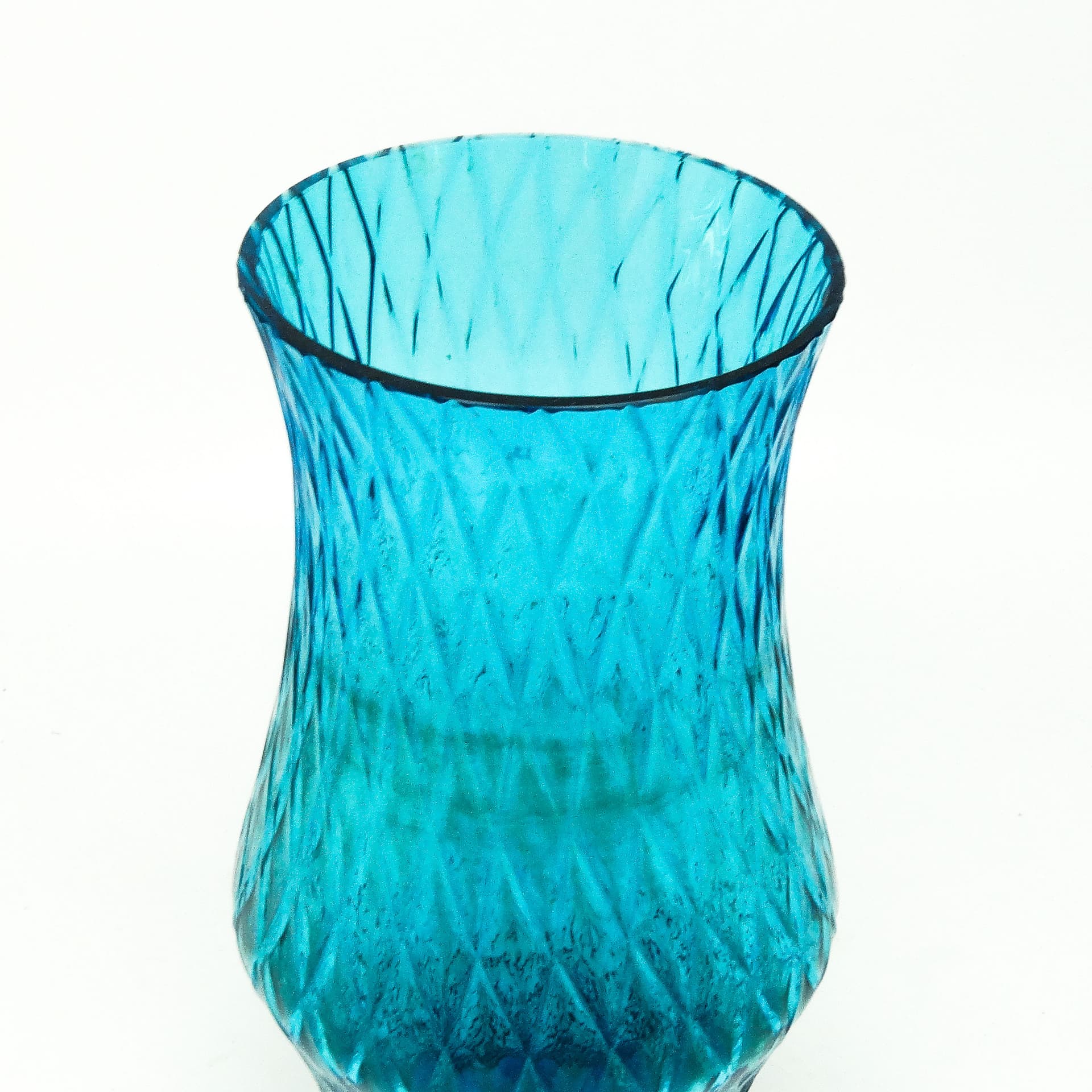 Wazon postmodernizm, szkło turkusowe, proj. Z. Horbowy, Polska, lata 70. - 114941