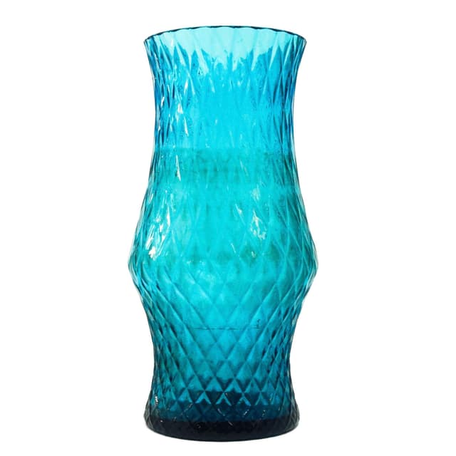 Wazon postmodernizm, szkło turkusowe, proj. Z. Horbowy, Polska, lata 70. - WYMIARY