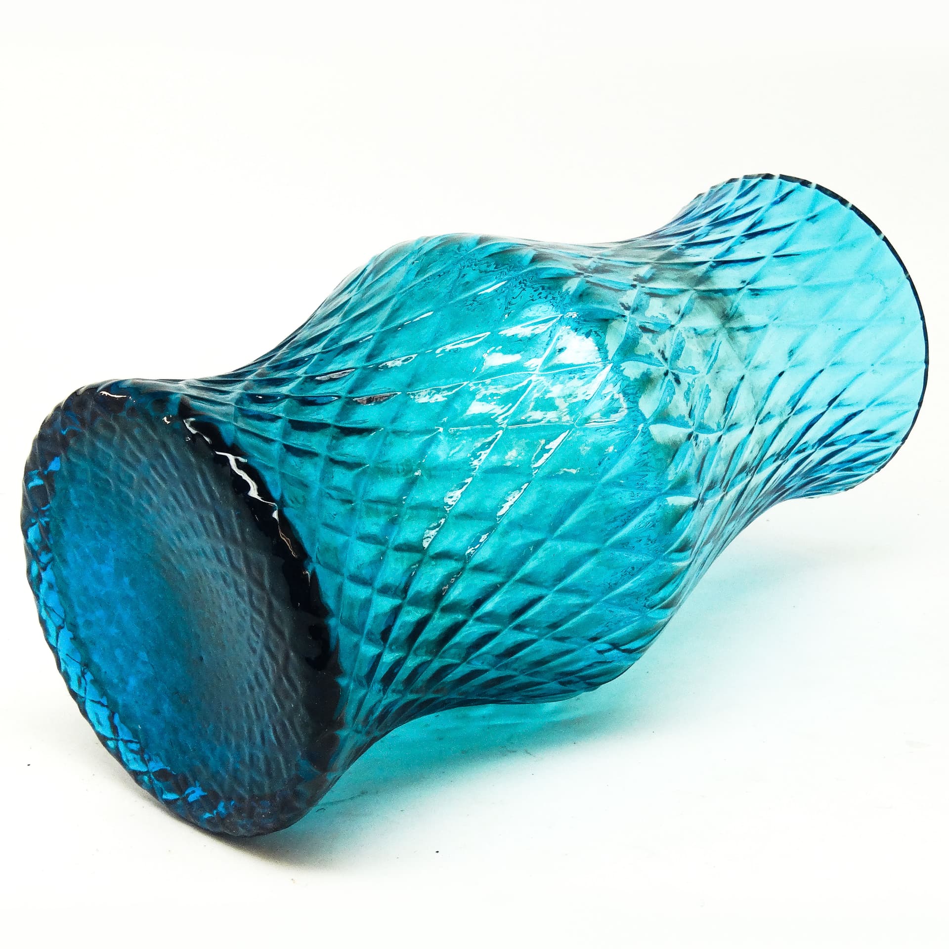 Wazon postmodernizm, szkło turkusowe, proj. Z. Horbowy, Polska, lata 70. - 114937