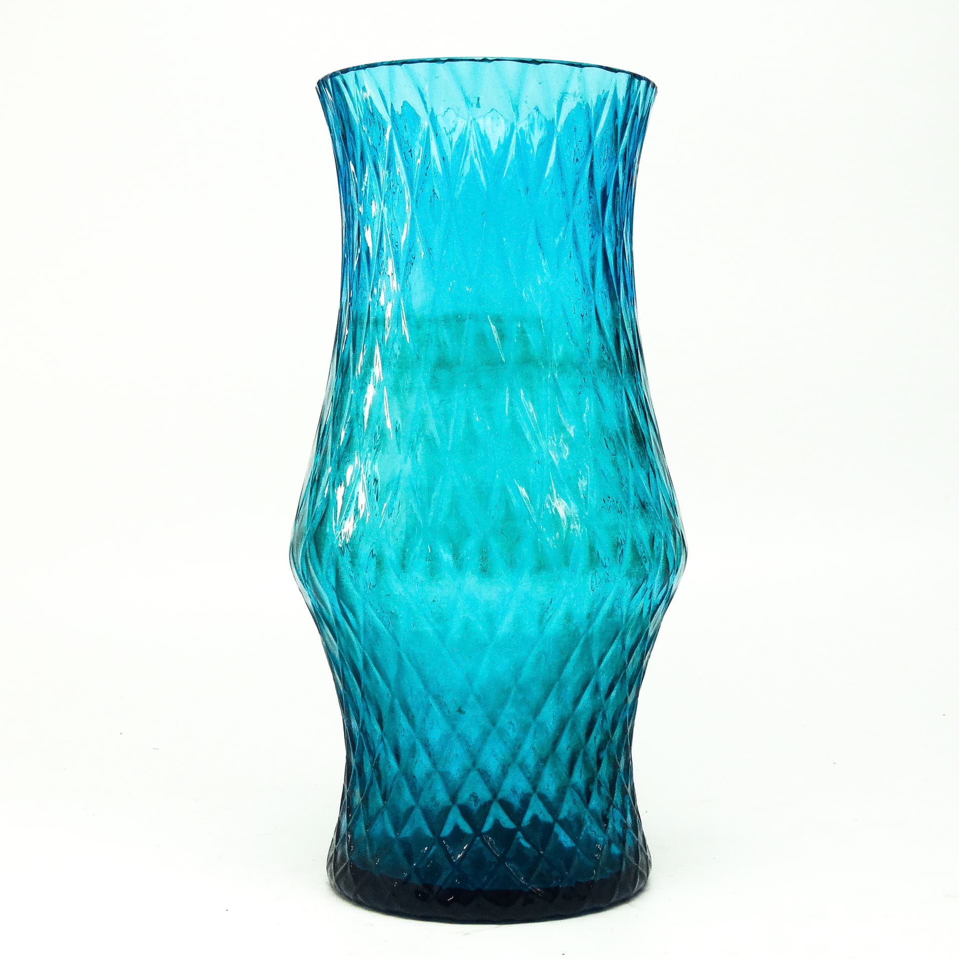 Wazon postmodernizm, szkło turkusowe, proj. Z. Horbowy, Polska, lata 70. - 114939