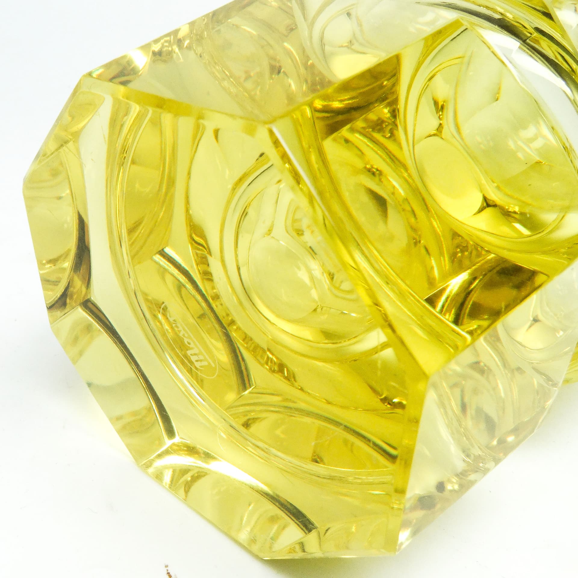 Wazon Art Deco, kryształ żółty, proj. J. Hoffmann, Czechosłowacja, lata 30. - 114976