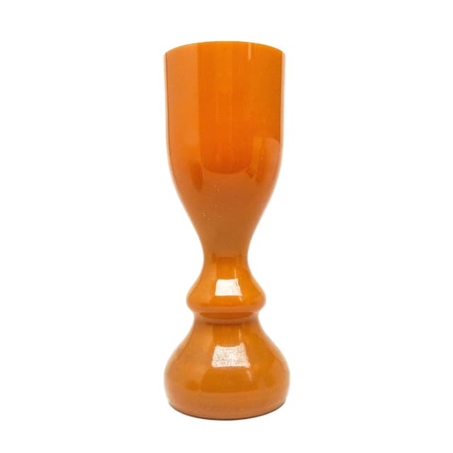 Wazon Aniołek, modernizm, szkło pomarańcz, proj. S. Sadowski, Polska, lata 70. - WYMIARY