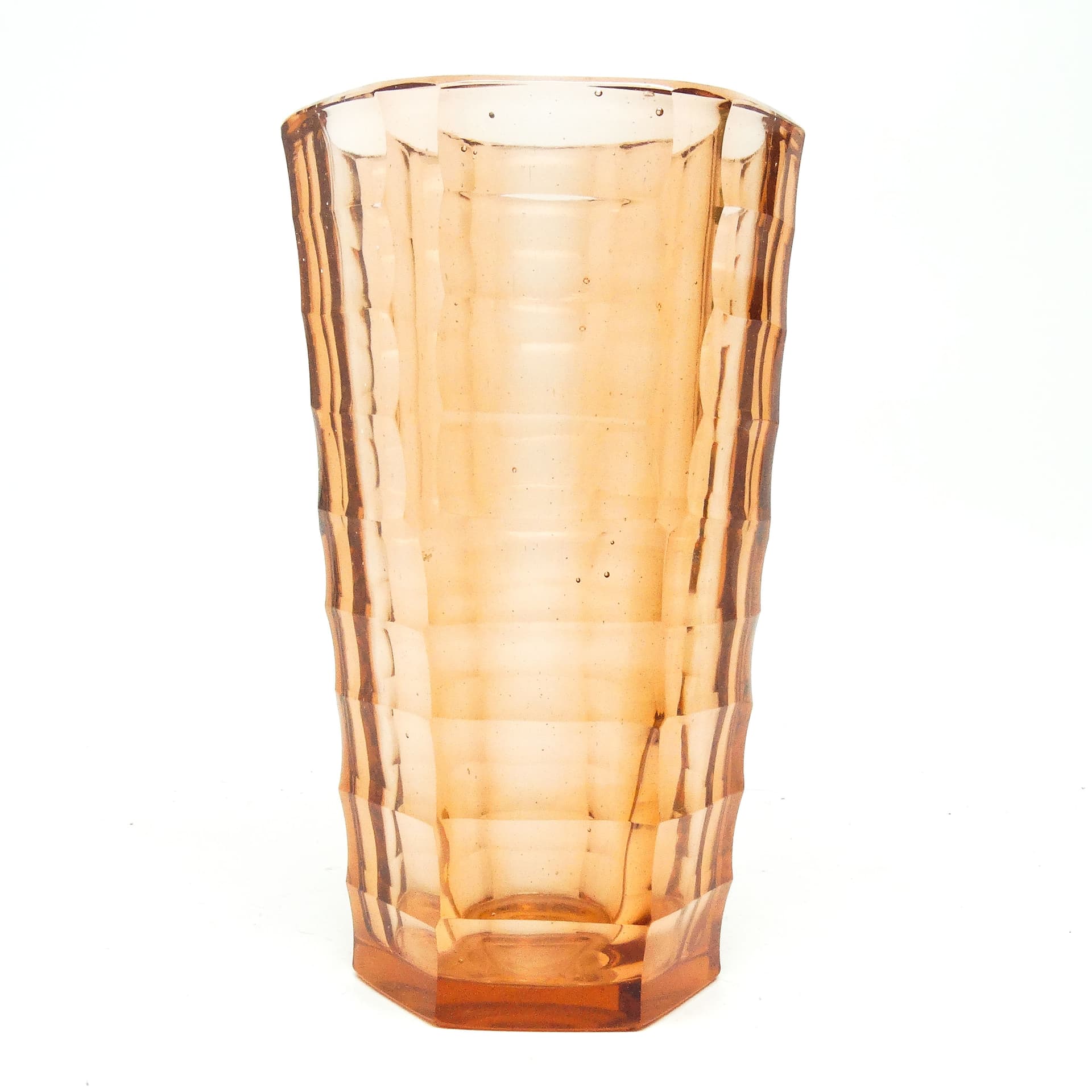 Wazon Art Deco, szkło kryształowe rozalinowe, Huta Zawiercie, Polska, lata 30. - 115196