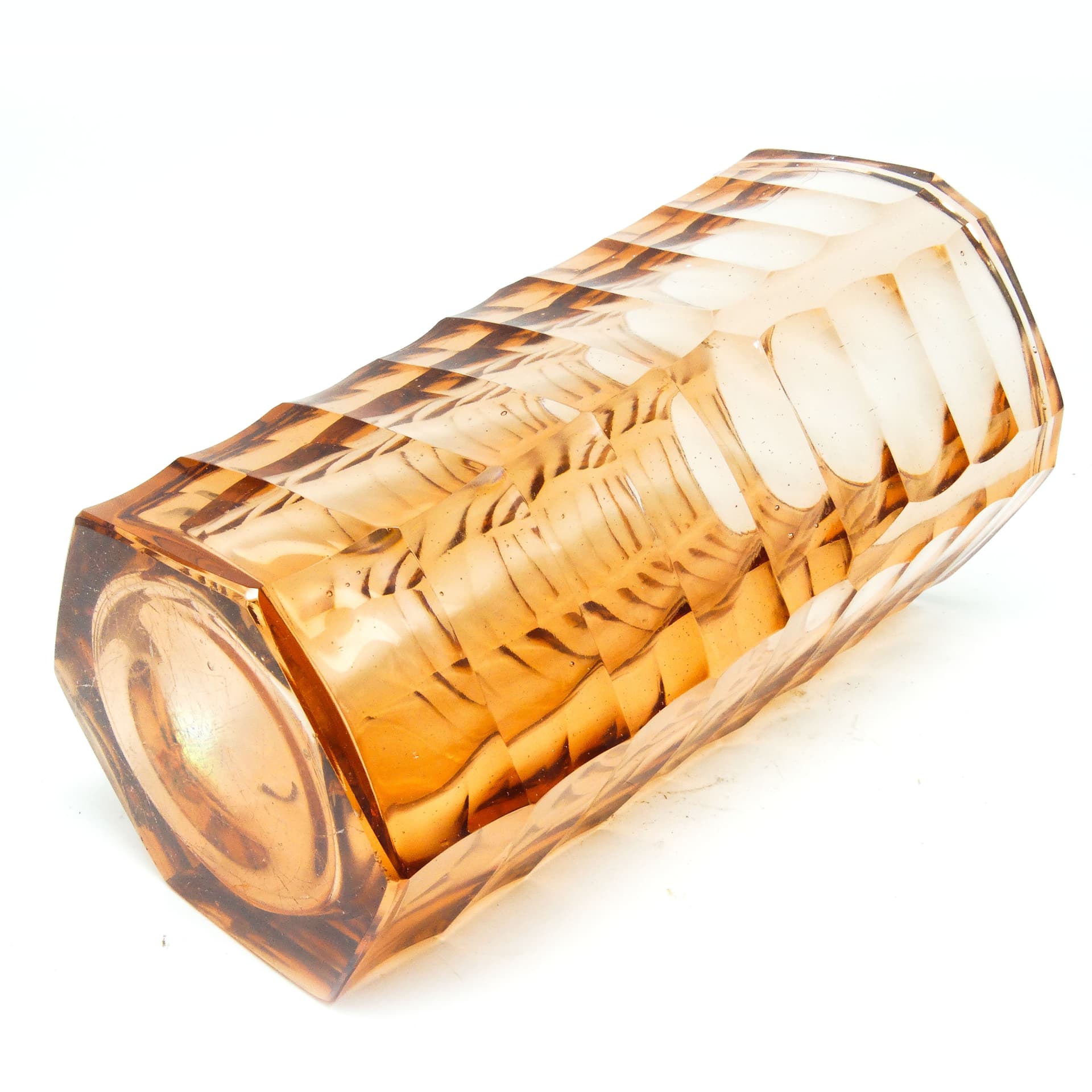 Wazon Art Deco, szkło kryształowe rozalinowe, Huta Zawiercie, Polska, lata 30. - 115200