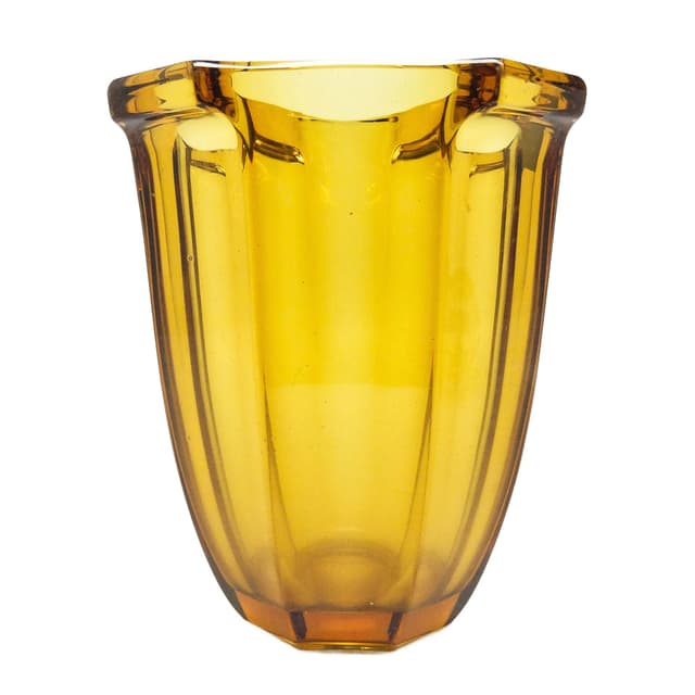 Wazon art déco, szkło fioletowe, proj. R. Schrotter, Huta Szkła Inwald, Czechosłowacja, lata 30. - WYMIARY