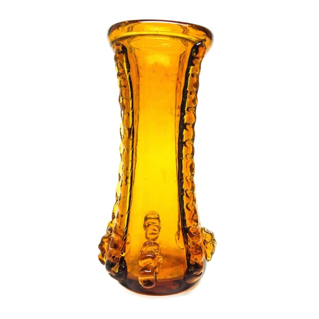 Wazon postmodernizm, szkło pomarańczowe, Polska, lata 70. - WYMIARY