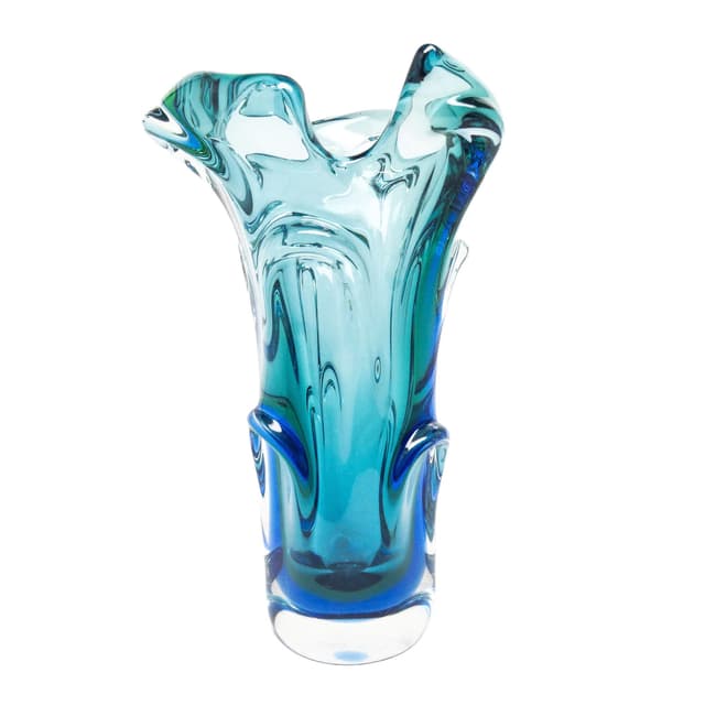 Wazon mid-century modern, szkło multicolor, proj. J. Hospodka, Czechosłowacja, lata 60. - WYMIARY