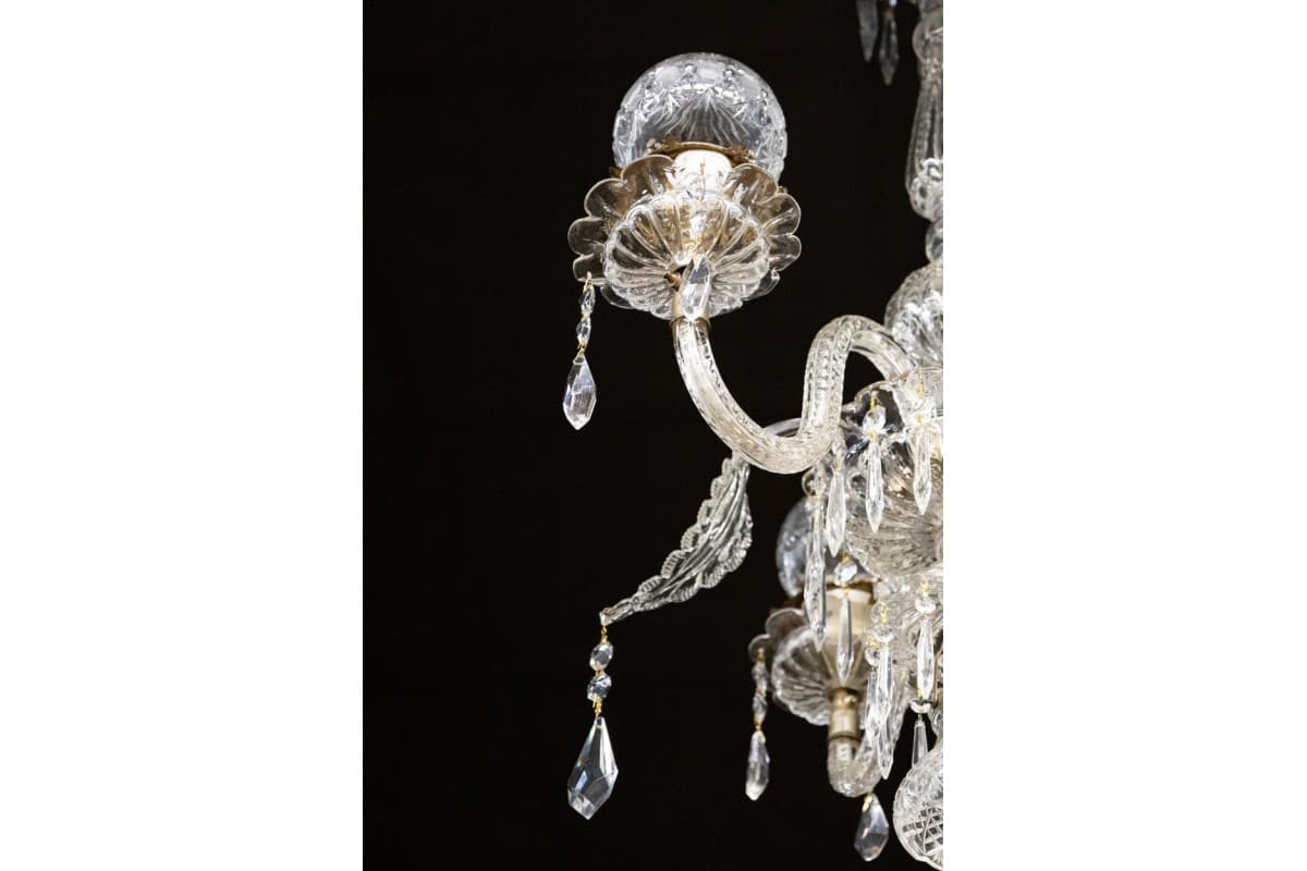 Przezroczysty kryształowy żyrandol Murano, Włochy, współczesny - 78389