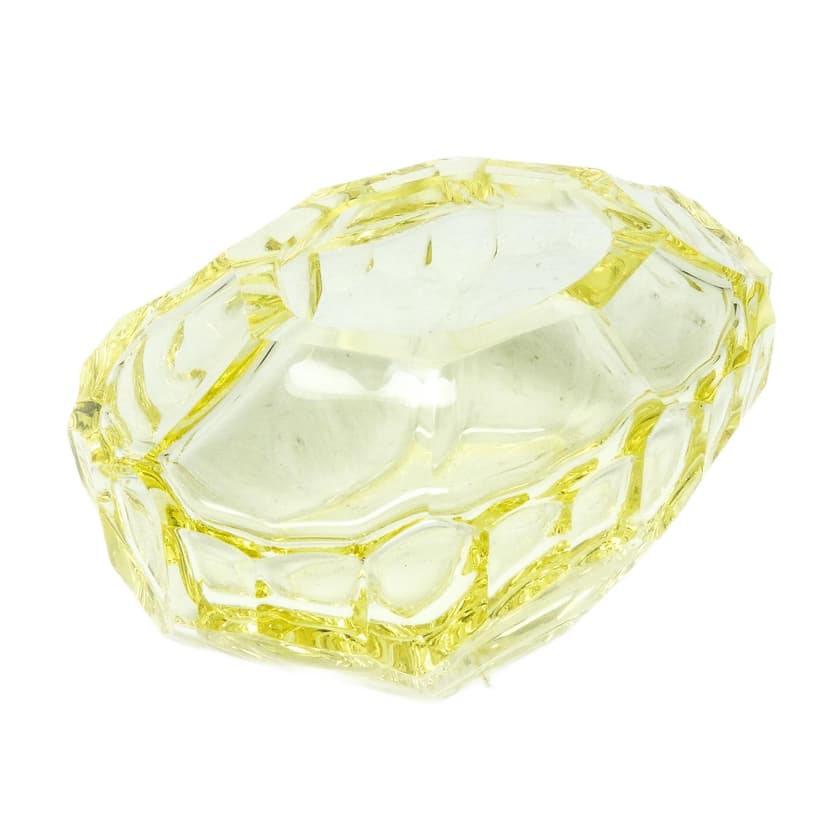 Przybornik biurkowy, Art Deco, kryształ żółty, Moser, Czechosłowacja, lata 30.