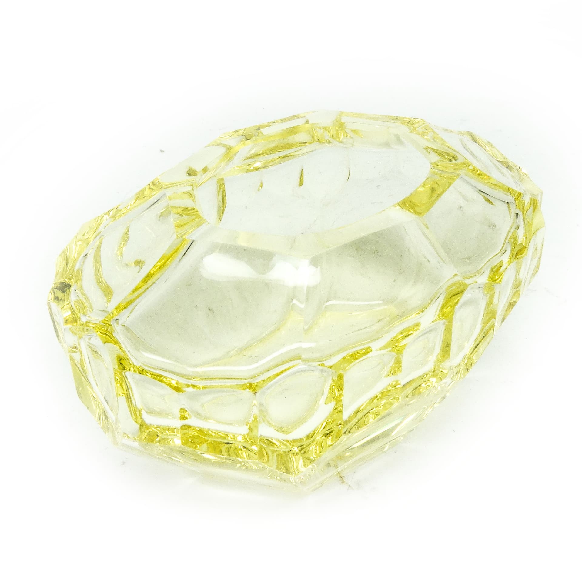 Przybornik biurkowy, Art Deco, kryształ żółty, Moser, Czechosłowacja, lata 30. - 115497