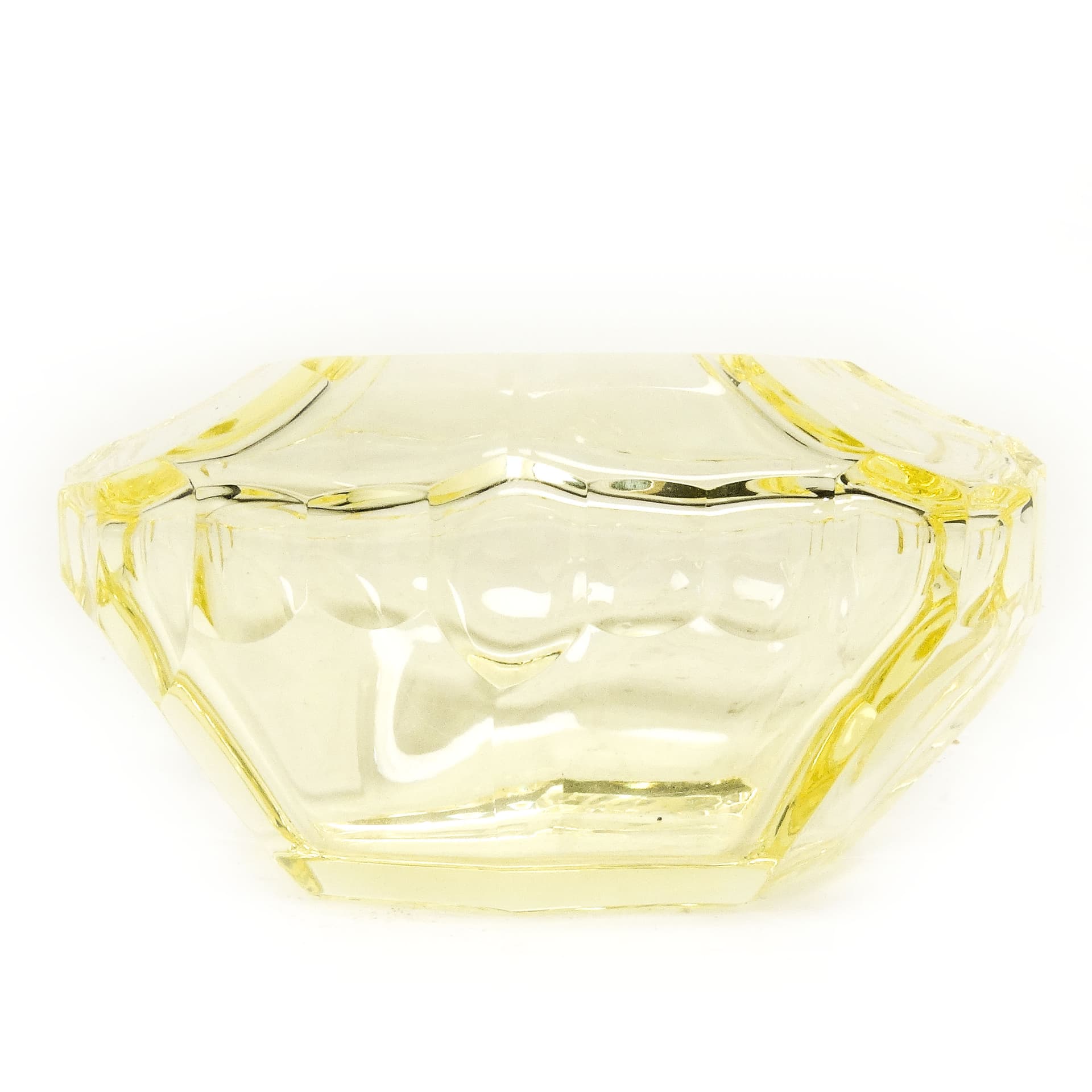 Przybornik biurkowy, Art Deco, kryształ żółty, Moser, Czechosłowacja, lata 30. - 115493