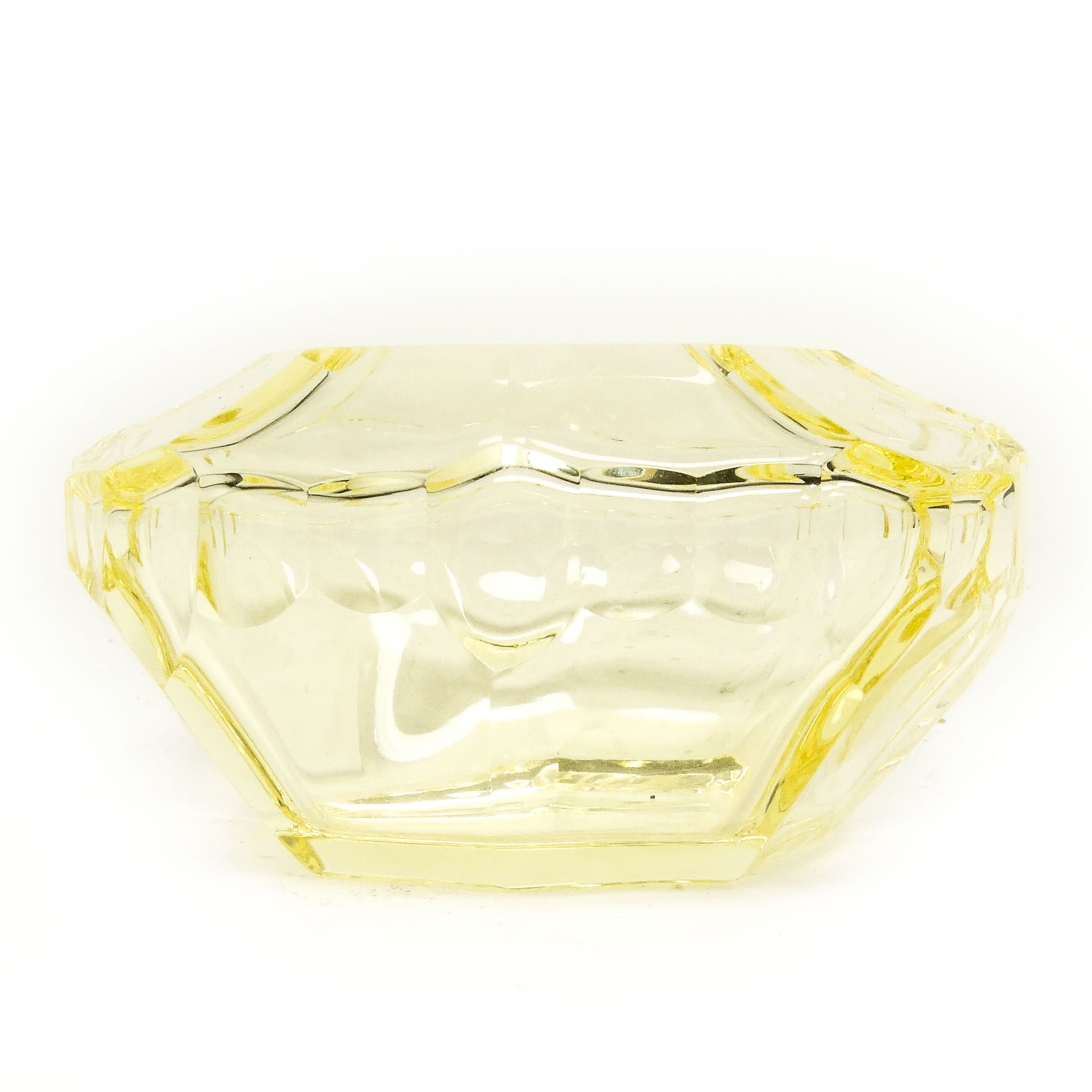 Przybornik biurkowy, Art Deco, kryształ żółty, Moser, Czechosłowacja, lata 30. - 115494