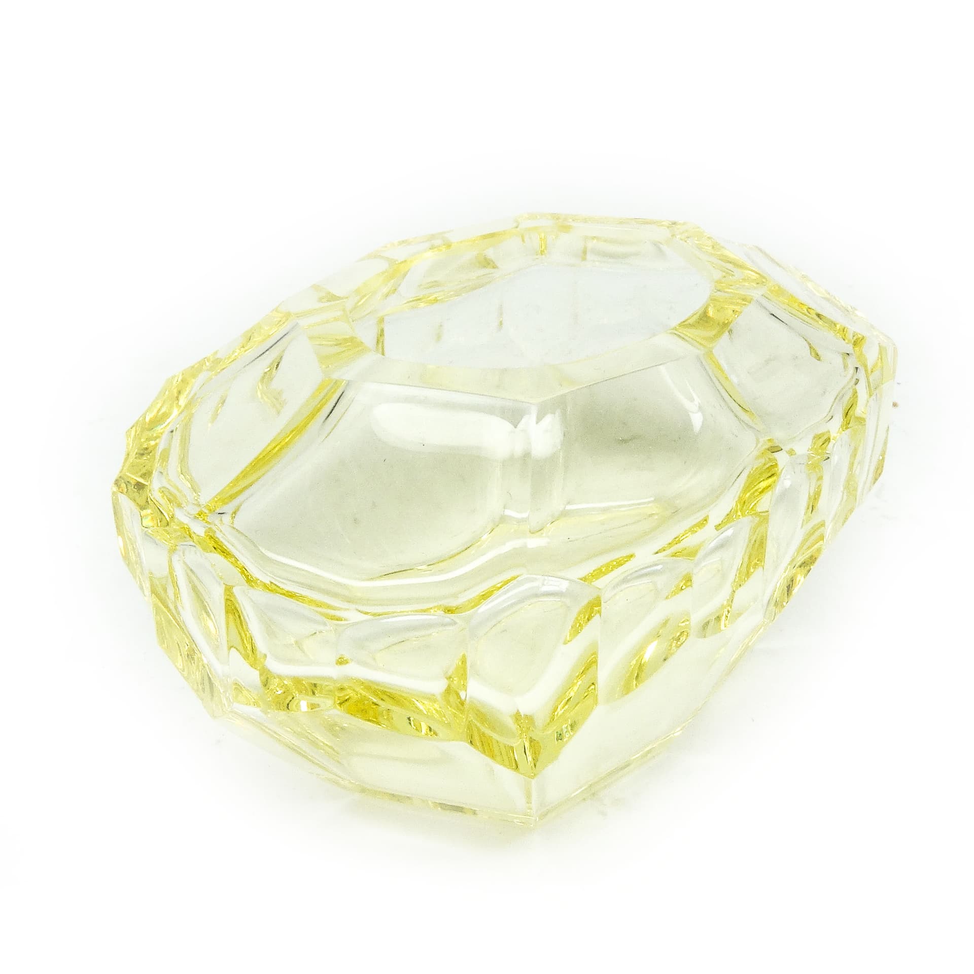 Przybornik biurkowy, Art Deco, kryształ żółty, Moser, Czechosłowacja, lata 30. - 115495